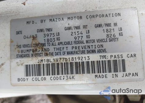 2013 Mazda Mazda3 I Touring z USA, uszkodzony, nr VIN JM1BL1V77D1819213